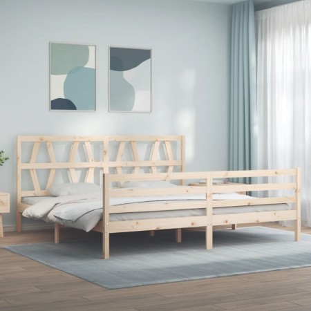 Estructura de cama con cabecero madera maciza 200x200 cm de vidaXL, Camas y somieres - Ref: Foro24-3194396, Precio: 141,52 €,...