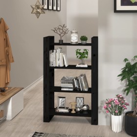 Estantería/divisor de espacios madera pino negro 80x35x125 cm de vidaXL, Librerías y estanterías - Ref: Foro24-813908, Precio...