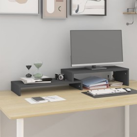 Monitor stand solid gray pine wood (52-101)x22x14 cm by vidaXL, Computer bases and risers - Ref: Foro24-814016, Price: 23,99 ...