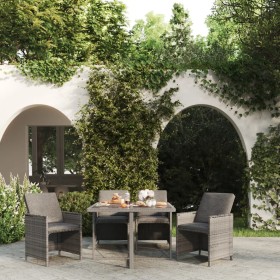 Set comedor de jardín 5 piezas con cojines ratán sintético gris de vidaXL, Conjuntos de jardín - Ref: Foro24-3095509, Precio:...