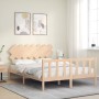 Bed frame with solid wood headboard 140x190 cm by vidaXL, Beds and slatted bases - Ref: Foro24-3193446, Price: 119,99 €, Disc...