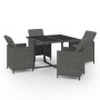 Set comedor de jardín 5 piezas con cojines ratán sintético gris de vidaXL, Conjuntos de jardín - Ref: Foro24-3095509, Precio:...