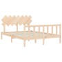 Bed frame with solid wood headboard 140x190 cm by vidaXL, Beds and slatted bases - Ref: Foro24-3193446, Price: 119,99 €, Disc...