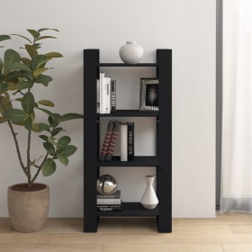 Estantería/divisor de espacios madera maciza negro 60x35x125 cm de vidaXL, Librerías y estanterías - Ref: Foro24-813888, Prec...