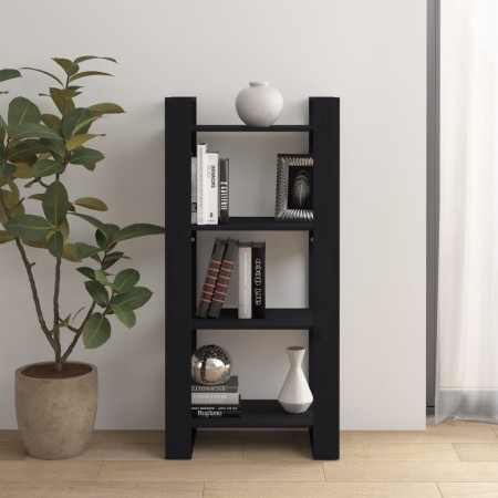 Black solid wood shelving/space divider 60x35x125 cm by vidaXL, Bookcases and shelves - Ref: Foro24-813888, Price: 57,56 €, D...