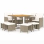 Set comedor de jardín 9 pzas con cojines ratán sintético beige de vidaXL, Conjuntos de jardín - Ref: Foro24-3095529, Precio: ...