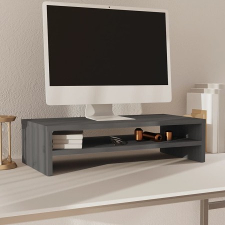 Monitor stand solid gray pine wood 50x24x13 cm by vidaXL, TV Furniture - Ref: Foro24-813916, Price: 27,99 €, Discount: %