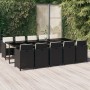 Set de comedor jardín 11 pzas con cojines ratán sintético negro de vidaXL, Conjuntos de jardín - Ref: Foro24-3095584, Precio:...