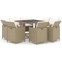 Set comedor de jardín 9 pzas con cojines ratán sintético beige de vidaXL, Conjuntos de jardín - Ref: Foro24-3095516, Precio: ...