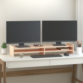 Soporte para monitor madera maciza de pino 100x27x15 cm de vidaXL, Bases y elevadores para ordenadores - Ref: Foro24-814024, ...