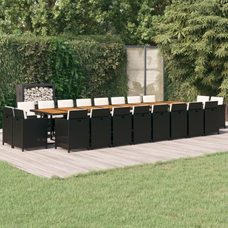 Set de comedor jardín 21 pzas con cojines ratán sintético negro de vidaXL, Conjuntos de jardín - Ref: Foro24-3095682, Precio:...