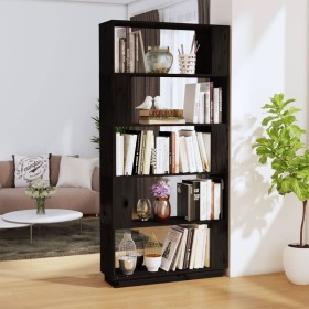 Black pine wood shelving/space divider 80x25x163.5 cm by vidaXL, Bookcases and shelves - Ref: Foro24-814068, Price: 89,99 €, ...