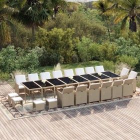 Set comedor de jardín 21 pzas con cojines ratán sintético beige de vidaXL, Conjuntos de jardín - Ref: Foro24-3095679, Precio:...