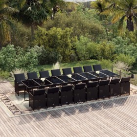 Set de muebles jardín 17 pzas con cojines ratán sintético negro de vidaXL, Conjuntos de jardín - Ref: Foro24-3095666, Precio:...