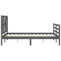 Gray solid wood bed frame with headboard 140x200 cm by vidaXL, Beds and slatted bases - Ref: Foro24-3194378, Price: 161,38 €,...