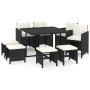 Set de comedor de jardín 9 pzas y cojines ratán sintético negro de vidaXL, Conjuntos de jardín - Ref: Foro24-3095507, Precio:...