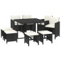 Set de comedor de jardín 9 pzas y cojines ratán sintético negro de vidaXL, Conjuntos de jardín - Ref: Foro24-3095507, Precio:...