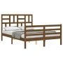 Estructura cama cabecero madera maciza marrón miel 120x200 cm de vidaXL, Camas y somieres - Ref: Foro24-3194894, Precio: 138,...