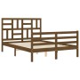 Estructura cama cabecero madera maciza marrón miel 120x200 cm de vidaXL, Camas y somieres - Ref: Foro24-3194894, Precio: 138,...