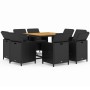 Set de comedor de jardín 9 pzas y cojines ratán sintético negro de vidaXL, Conjuntos de jardín - Ref: Foro24-3095521, Precio:...