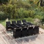 Set de comedor de jardín 9 pzas y cojines ratán sintético negro de vidaXL, Conjuntos de jardín - Ref: Foro24-3095558, Precio:...