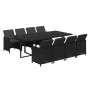 Set de comedor de jardín 9 pzas y cojines ratán sintético negro de vidaXL, Conjuntos de jardín - Ref: Foro24-3095558, Precio:...