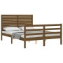 Honey brown solid wood bed frame and headboard 120x200 cm by vidaXL, Beds and slatted bases - Ref: Foro24-3195024, Price: 145...