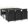 Set de comedor de jardín 7 pzas y cojines ratán sintético negro de vidaXL, Conjuntos de jardín - Ref: Foro24-3095530, Precio:...