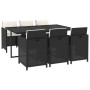 Set de comedor de jardín 7 pzas y cojines ratán sintético negro de vidaXL, Conjuntos de jardín - Ref: Foro24-3095530, Precio:...