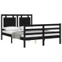 Estructura cama de matrimonio con cabecero madera maciza negra de vidaXL, Camas y somieres - Ref: Foro24-3194025, Precio: 146...