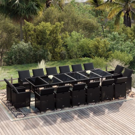 Garden dining set 17 pieces with black synthetic rattan cushions by vidaXL, Garden sets - Ref: Foro24-3095614, Price: 1,00 €,...