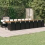 Set de muebles jardín 17 pzas con cojines ratán sintético negro de vidaXL, Conjuntos de jardín - Ref: Foro24-3095680, Precio:...