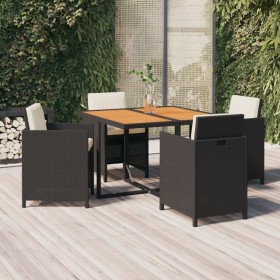 Set comedor de jardín 5 pzas con cojines ratán sintético negro de vidaXL, Conjuntos de jardín - Ref: Foro24-3095518, Precio: ...