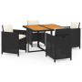 Set comedor de jardín 5 pzas con cojines ratán sintético negro de vidaXL, Conjuntos de jardín - Ref: Foro24-3095518, Precio: ...