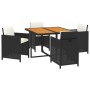 Set comedor de jardín 5 pzas con cojines ratán sintético negro de vidaXL, Conjuntos de jardín - Ref: Foro24-3095518, Precio: ...