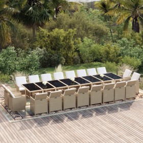 Set comedor de jardín 21 pzas con cojines ratán sintético beige de vidaXL, Conjuntos de jardín - Ref: Foro24-3095678, Precio:...