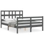 Gray solid wood bed frame with headboard 140x200 cm by vidaXL, Beds and slatted bases - Ref: Foro24-3194833, Price: 161,66 €,...