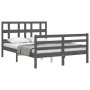 Gray solid wood bed frame with headboard 140x200 cm by vidaXL, Beds and slatted bases - Ref: Foro24-3194833, Price: 161,66 €,...