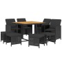 Set de comedor de jardín 9 pzas y cojines ratán sintético negro de vidaXL, Conjuntos de jardín - Ref: Foro24-3095523, Precio:...