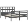 Gray solid wood bed frame with headboard 140x200 cm by vidaXL, Beds and slatted bases - Ref: Foro24-3194833, Price: 161,66 €,...