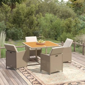 Garten-Essgarnitur 5-tlg. mit beigen synthetischen Rattankissen von vidaXL, Gartensets - Ref: Foro24-3095527, Preis: 317,99 €...