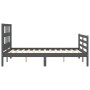 Gray solid wood bed frame with headboard 140x200 cm by vidaXL, Beds and slatted bases - Ref: Foro24-3194833, Price: 161,66 €,...