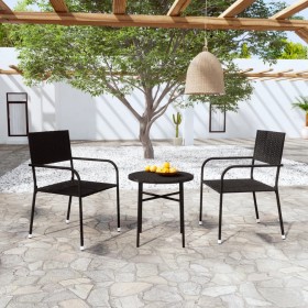 3-Piece Black Synthetic Rattan Garden Dining Set by vidaXL, Garden sets - Ref: Foro24-3098033, Price: 118,62 €, Discount: %