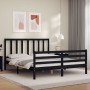 Bed frame with black solid wood headboard 160x200 cm by vidaXL, Beds and slatted bases - Ref: Foro24-3193870, Price: 158,44 €...