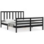 Bed frame with black solid wood headboard 160x200 cm by vidaXL, Beds and slatted bases - Ref: Foro24-3193870, Price: 158,44 €...