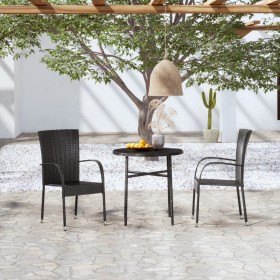 3-Piece Black Synthetic Rattan Garden Dining Set by vidaXL, Garden sets - Ref: Foro24-3098028, Price: 131,09 €, Discount: %