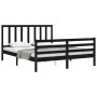 Bed frame with black solid wood headboard 160x200 cm by vidaXL, Beds and slatted bases - Ref: Foro24-3193870, Price: 158,44 €...