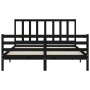 Bed frame with black solid wood headboard 160x200 cm by vidaXL, Beds and slatted bases - Ref: Foro24-3193870, Price: 158,44 €...