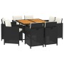 Set de comedor de jardín 9 pzas y cojines ratán sintético negro de vidaXL, Conjuntos de jardín - Ref: Foro24-3095520, Precio:...