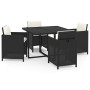 Set comedor de jardín 5 pzas con cojines ratán sintético negro de vidaXL, Conjuntos de jardín - Ref: Foro24-3095503, Precio: ...